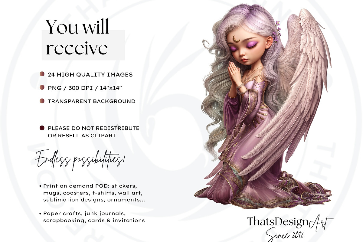 Little angels praying clipart set, a Person Illustration by ThatsDesignArt (Photo 2 of 10)