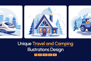 Travel and Camping Illustration Set, a Person Illustration by Brickclay