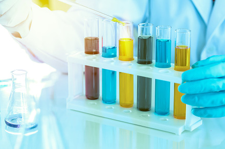 scientist with equipment and science experiments, laboratory gla, a Health & Medical Photo by Casanowe-studio