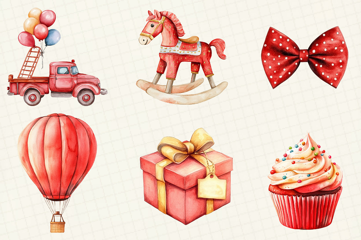 Red Kids Birthday Clipart, an Illustration by OK Design (Photo 4 of 5)
