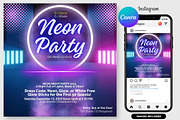 Neon Party Flyer | Canva Design, a Graphic by graphicforest (Thumbnail 2 of 3)