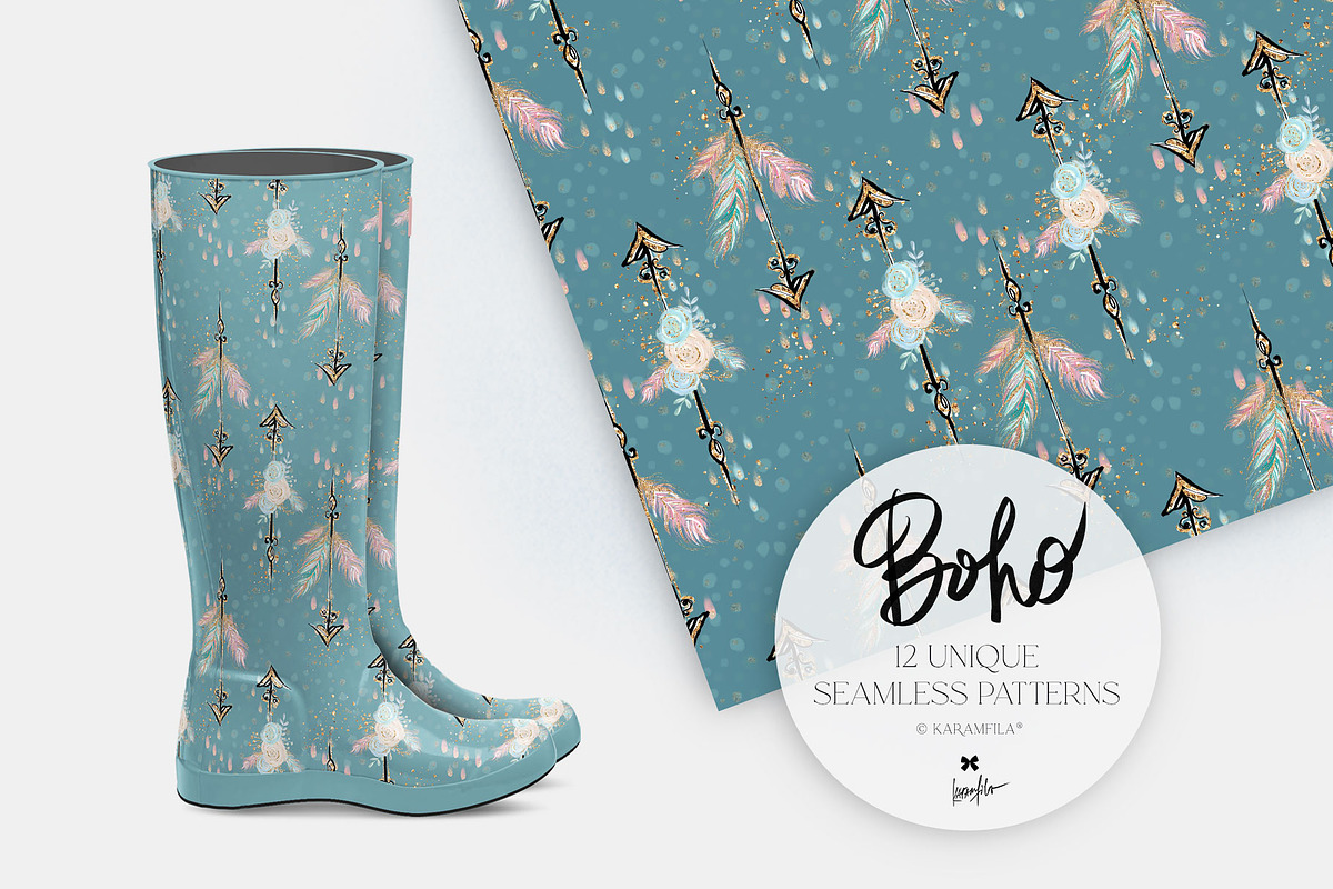 Boho Tribal Animal Seamless Patterns, a Pattern Graphic by KaramfilaS (Photo 9 of 19)