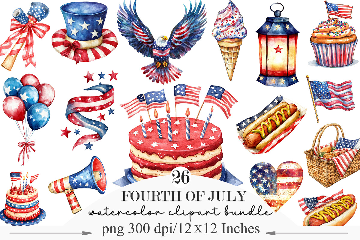 4th of July Clipart, Fourth of July, an Illustration by Designking (Photo 1 of 5)