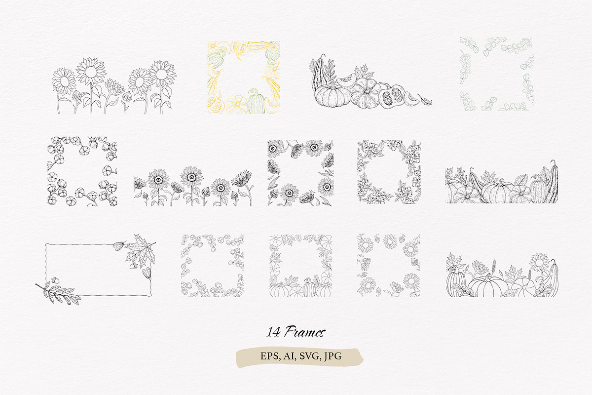 AUTUMN|Botanical line art collection, a Seasonal Illustration by Navenzeles (Photo 5 of 16)