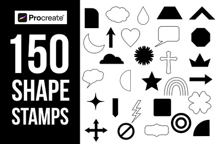 150 Shape Stamps for Procreate