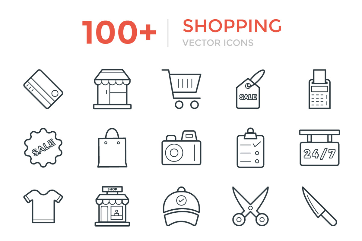 100+ Shopping Vector Icons, an Outline Icon by Vectors Market (Photo 1 of 3)