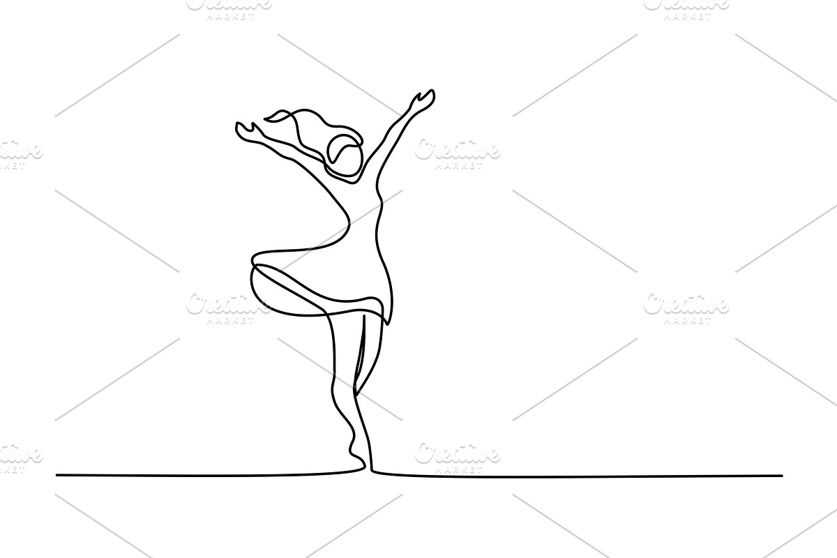 Happy woman stretching Continuous, a Person Illustration by Valenty