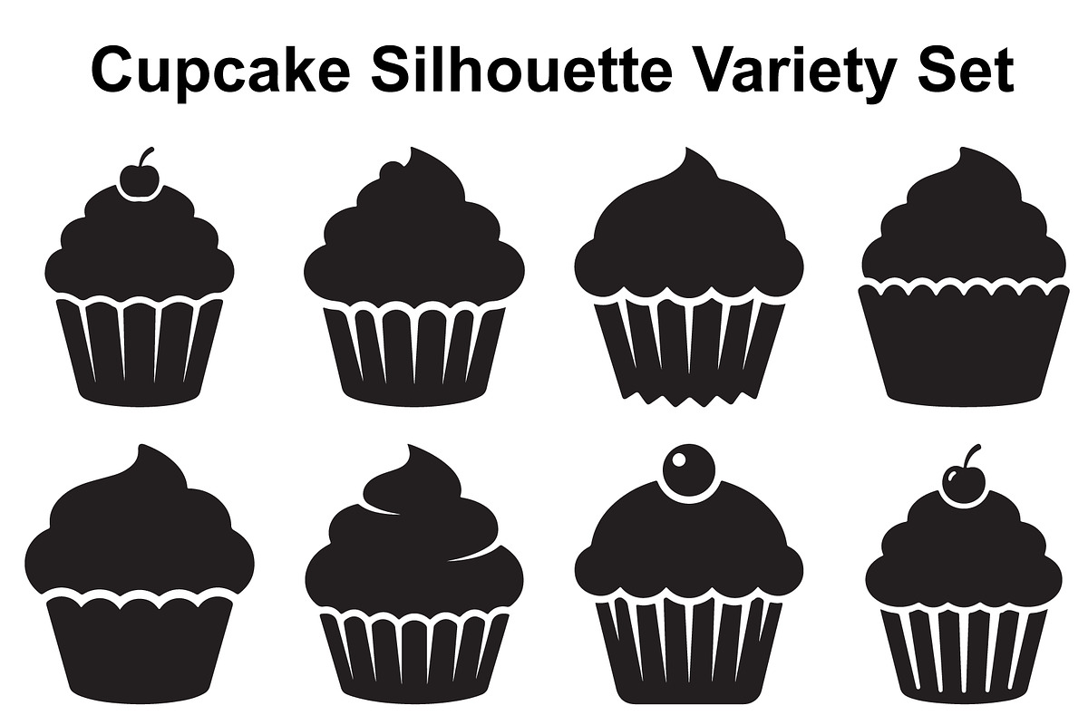 Frosted Cupcake Silhouette Pack, an Object Graphic by Designs_River (Photo 1 of 3)