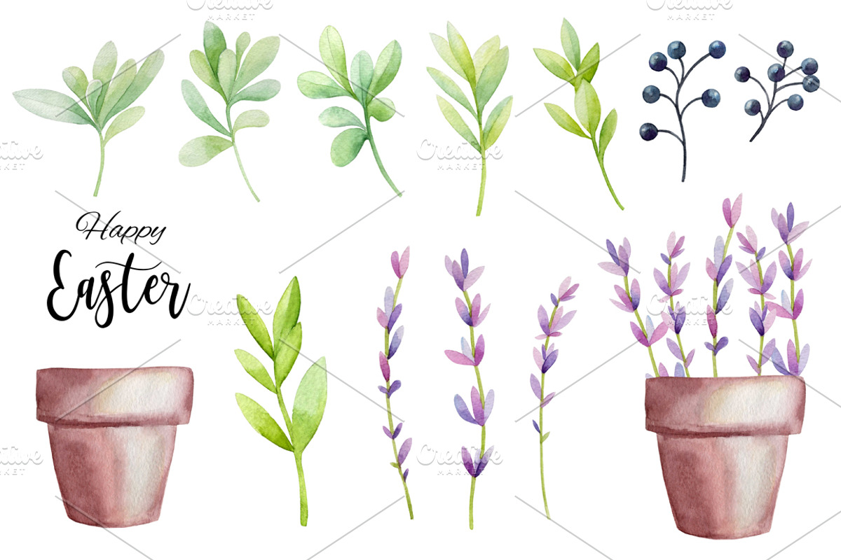 Happy Easter! Watercolor set., an Animal Illustration by Colibri Watercolor (Photo 3 of 7)