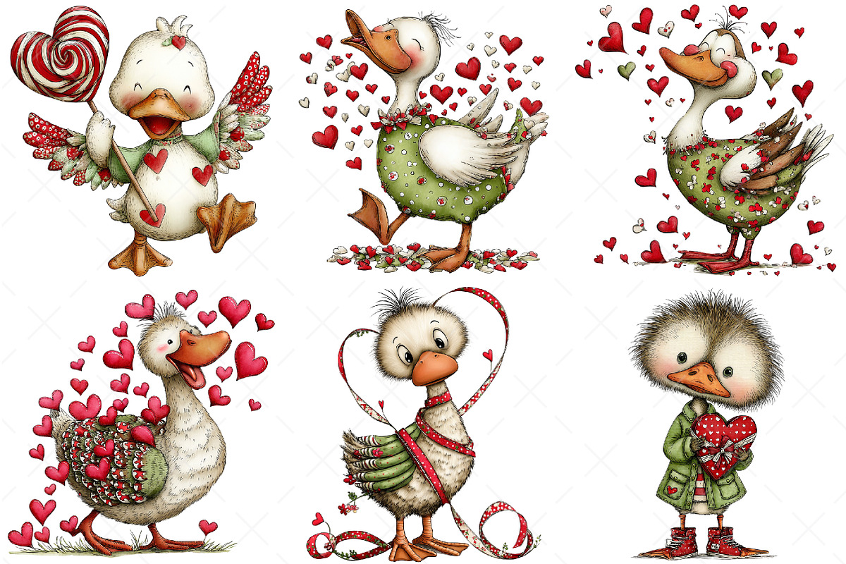 Funny Panic Goose Valentine Clipart, an Illustration by Craft Nest (Photo 9 of 10)