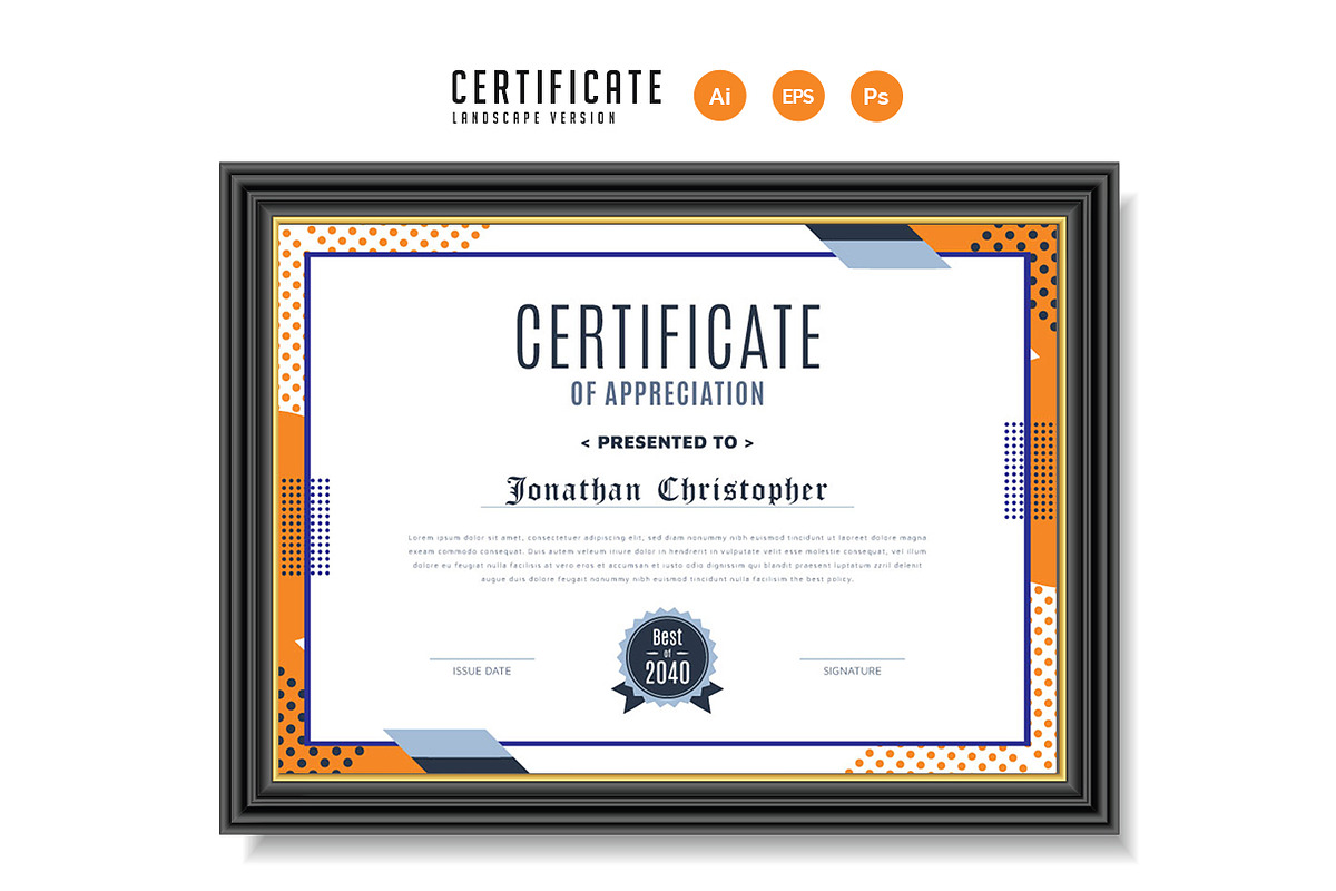 575. Modern Certificate Template, a Stationery Template by CreativeRezwan (Photo 2 of 3)