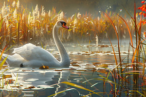 majesty of a magnificent white swan, a Background Photo by Maylianaw28