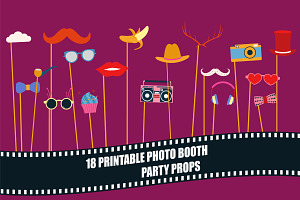 Photo Booth Props Collection Vector