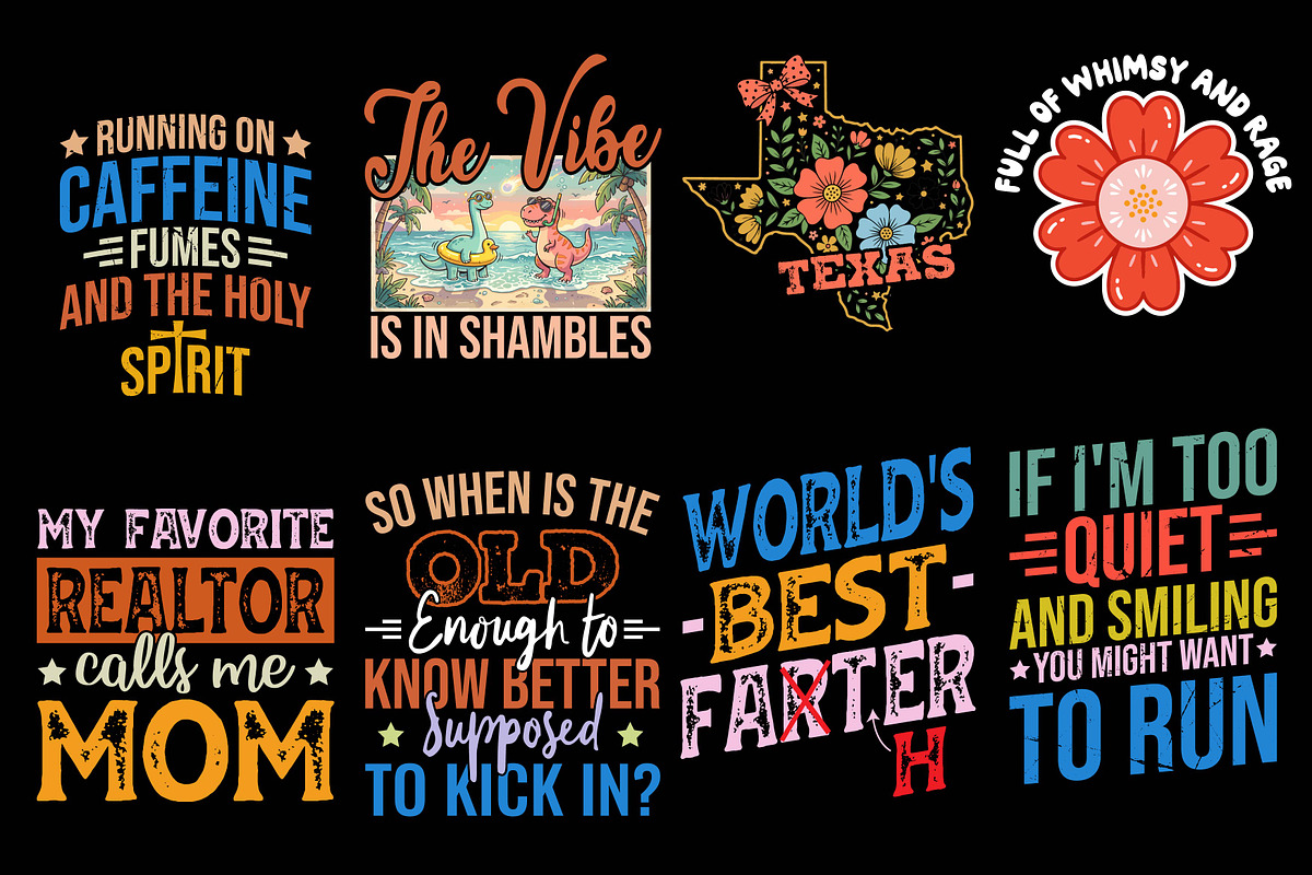 Funny Retro Typography Design Bundle, an Object Graphic by vintage (Photo 3 of 3)