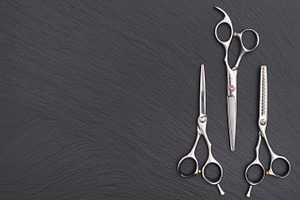 Hairdresser accessories razor for cutting hair set of scissors containing