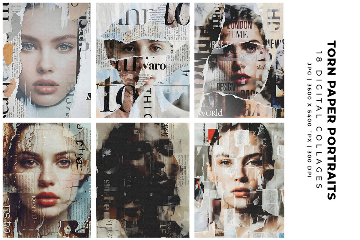 Torn Paper Portraits Collages, a Person Illustration by Digital Art Creations (Photo 3 of 10)