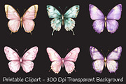 Soft Girly Butterfly Clipart, an Illustration by RobertsArt (Thumbnail 2 of 7)