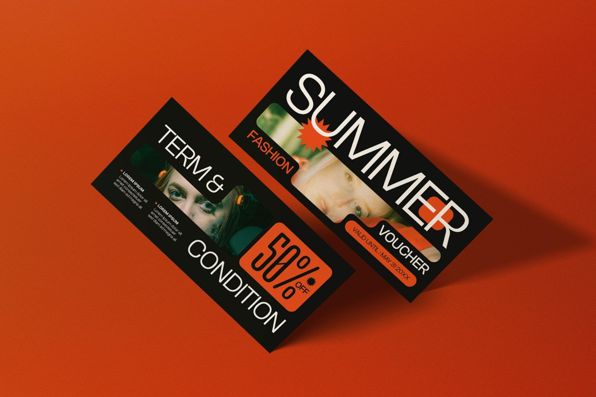 Black Orange Summer Fashion Voucher, a Card Template by graphicook (Photo 3 of 3)
