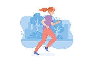 female young running, a Person Illustration by studiogstock