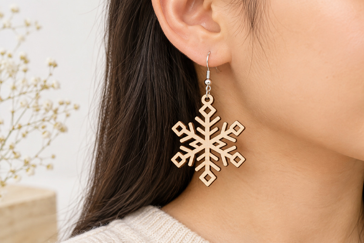 Geometric Snowflake Earrings SVG, an Object Graphic by Canvas Craft (Photo 3 of 3)