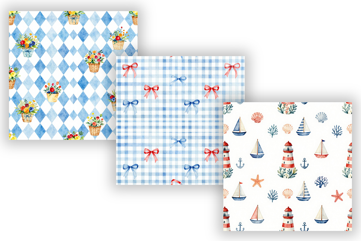Coquette Coastal Summer Pattern, a Pattern Graphic by FloridPrintables (Photo 5 of 9)