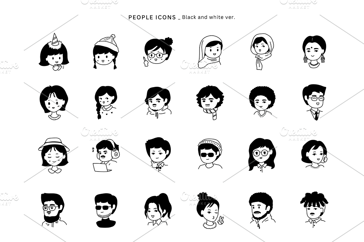 People icons set, an Outline Icon by Pinkbrush (Photo 2 of 6)
