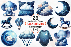 Navy Sky Blue Baby Nursery Clipart, an Illustration by RobertsArt