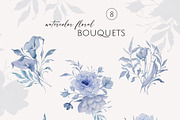 NAVY BLUE GARDEN watercolor flowers, a Decorative Illustration by Yuliia Lashevska (Thumbnail 6 of 14)