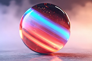 Colorful glass marble with vibrant reflections, an Abstract Photo by AlyaAnd