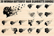Woman Butterfly Hair Silhouette, an Object Illustration by yasushie (Thumbnail 1 of 31)