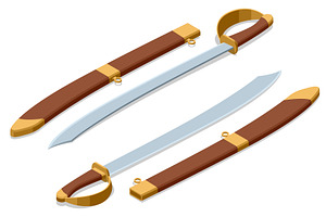 Cutlass Swords. An Isometric set of, an Object Illustration by Golden Sikorka