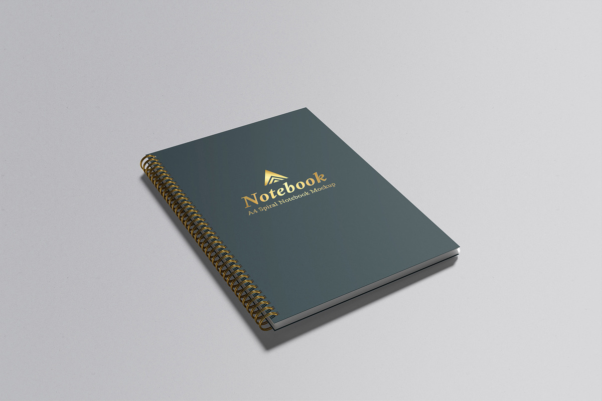 A4 Spiral Notebook Mockup, a Print Template by graphicsecond (Photo 3 of 16)