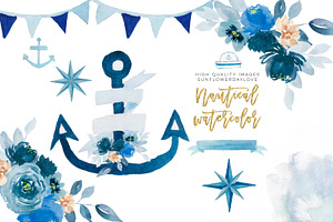 Nautical Watercolor Set Clipart