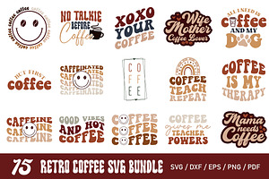 Retro Coffee Svg Bundle, Wavy Coffee