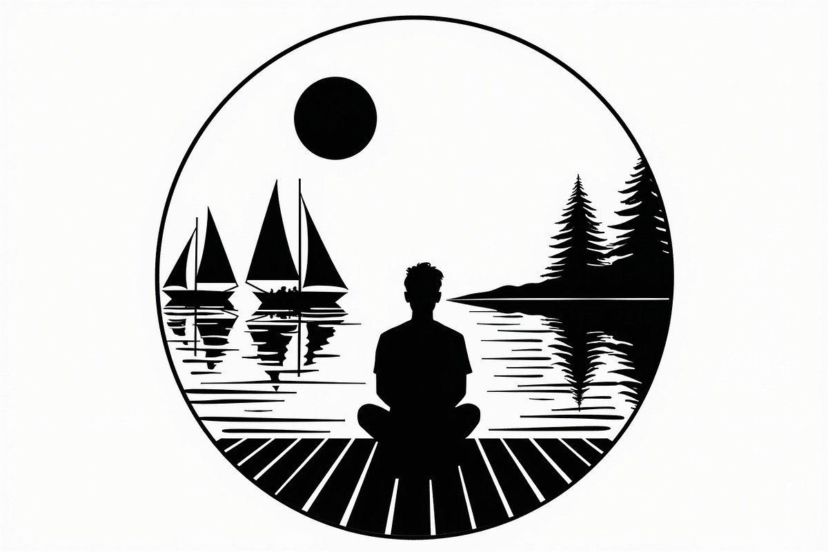 Mindful Lake Meditation Set, an Illustration by Designs_River (Photo 6 of 9)