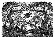 50 Mystical Galaxy Forest Silhouette, a Technology Illustration by Amazin_art (Thumbnail 38 of 41)