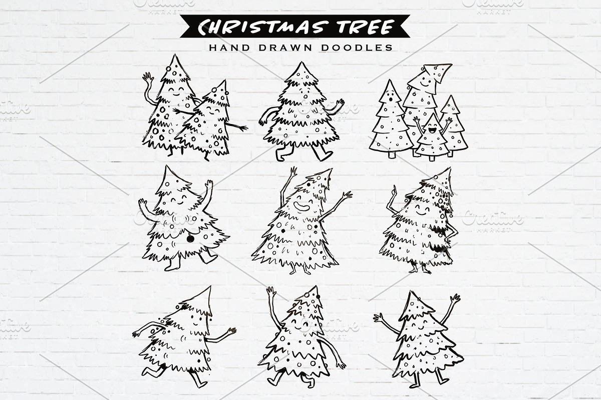 Christmas Tree Funny Doodles Bundle, a Seasonal Illustration by Guavanaboy (Photo 1 of 3)
