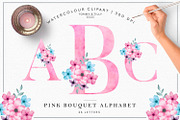 Pink Bouquet Alphabet PNG, an Illustration by Tommy & Tilly Design (Thumbnail 1 of 4)