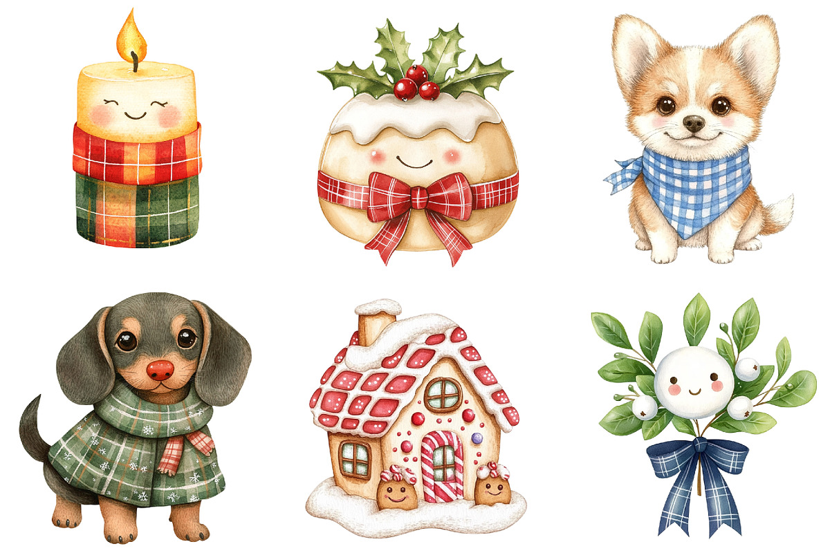 Kawaii Plaid Christmas Clipart, a Seasonal Illustration by CitraGraphics (Photo 8 of 9)
