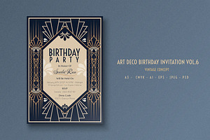 Art Deco Birthday Invitation Vol.6