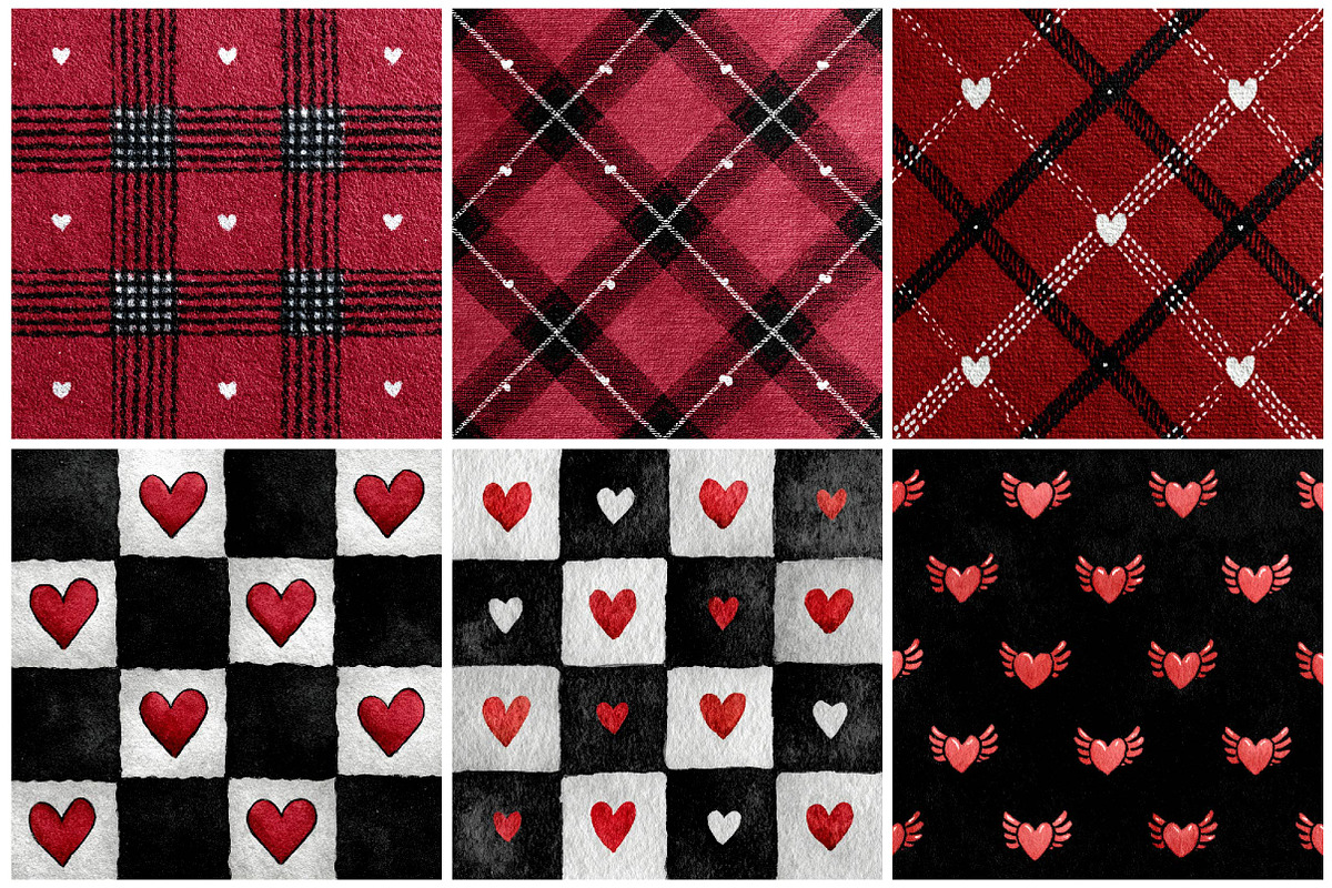 Red & Black Valentine Pattern Paper, an Illustration by DreamPrint404 (Photo 2 of 3)