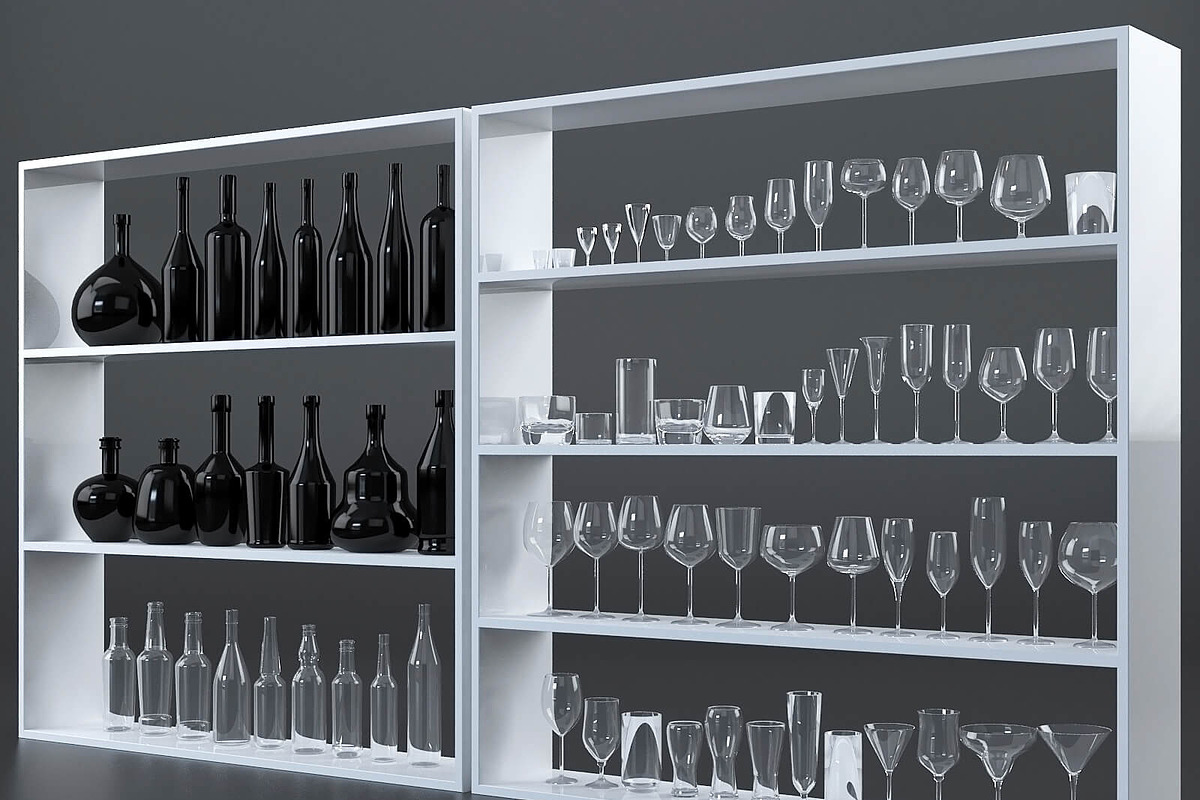 Glasses and bottles collection, a Furniture 3D Model by RC graphics (Photo 1 of 6)