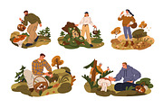 People pick mushrooms in fall forest, a Person Illustration by Good Studio (Thumbnail 1 of 7)