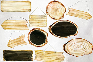 11 Watercolor Wood Slices Clipart