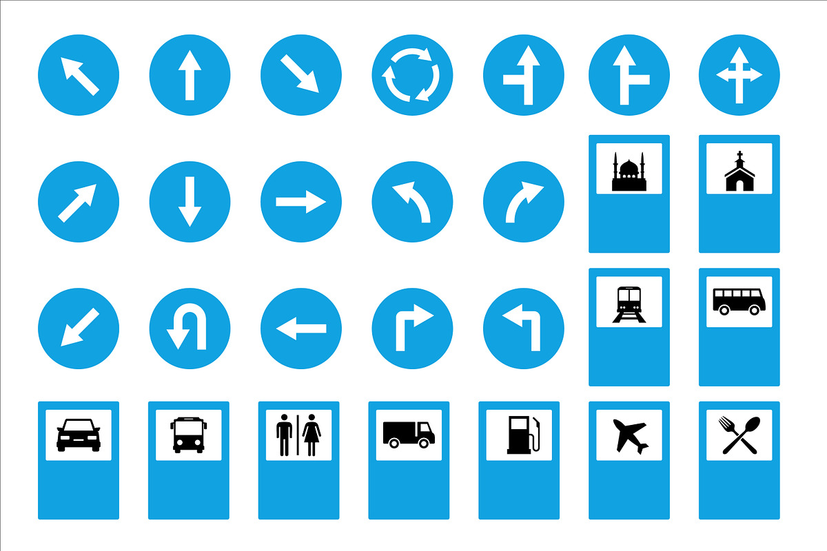 Diverse Traffic and Facility Signage, a Duotone Icon by Saba Vector