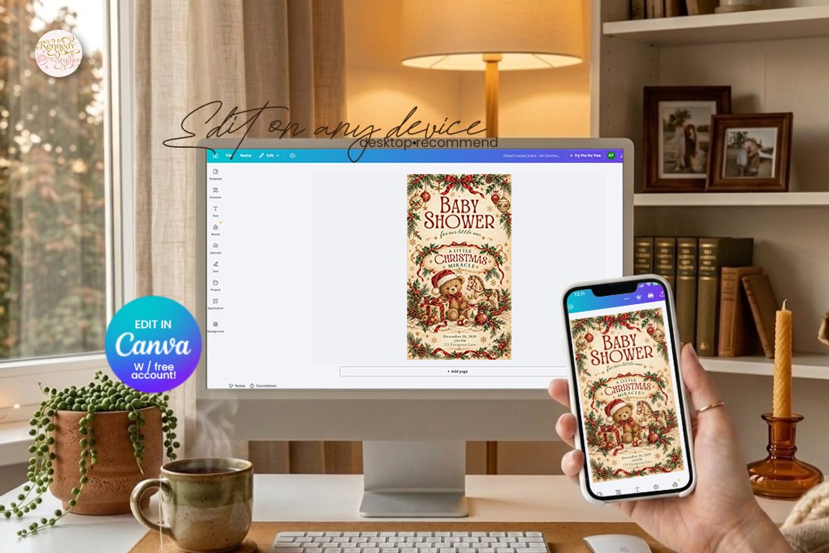 Christmas Baby Shower Canva Template, a Marketing Template by KennedyStudio (Photo 3 of 6)