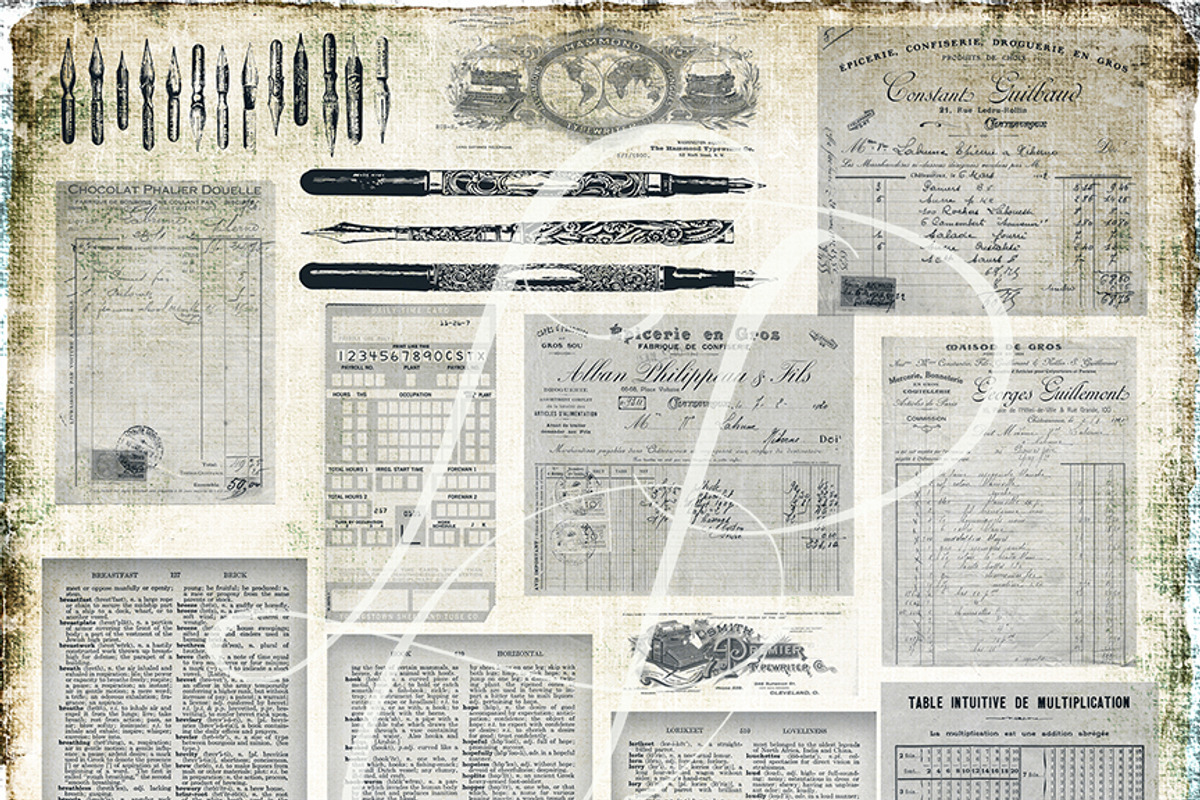 Vintage Office & Postcard Brush Set, a Brush Add-On by Le Paper Cafe (Photo 3 of 5)