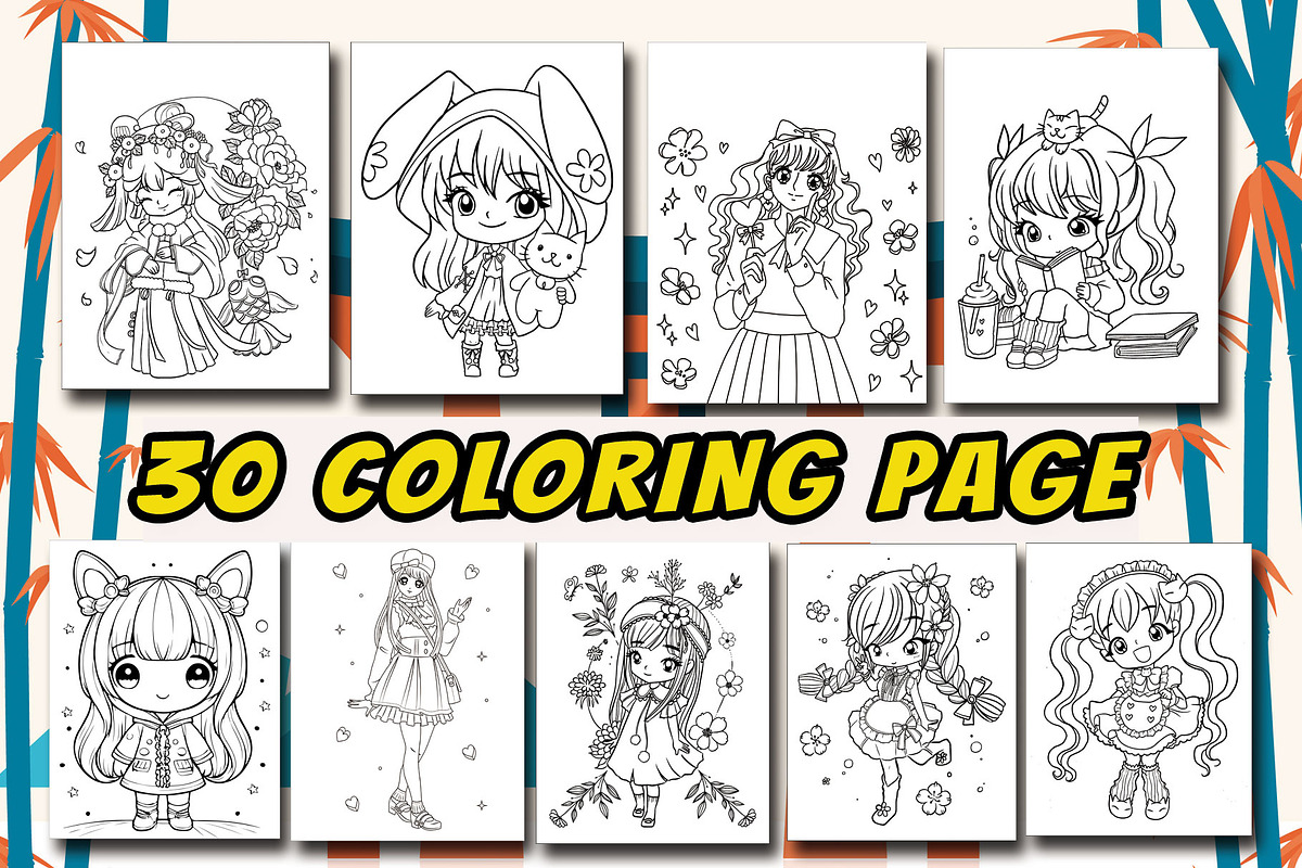 30 Japan Girl Coloring Page, an Education Illustration by Eka Design (Photo 2 of 5)