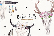 BOHO SKULLS watercolor set, an Illustration by Natali Smolova (Thumbnail 1 of 7)