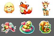 Valentine Animlas Sticker Clipart, an Illustration by Designworld (Thumbnail 2 of 5)
